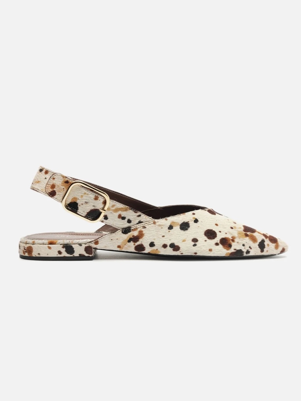 Arezzo NWT Fallon Ballet Pointed Toe Calf Hair Flats 7.5 Shoes Ivory Brown